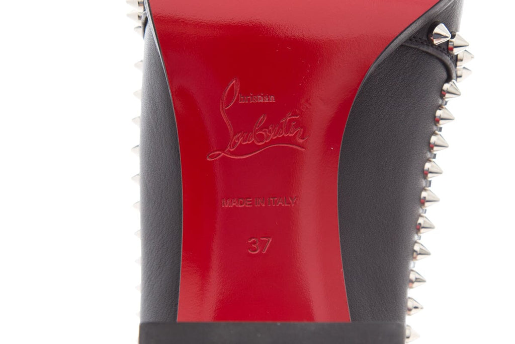 Christian Louboutin Black Outline Spike Leather Booties SZ 37