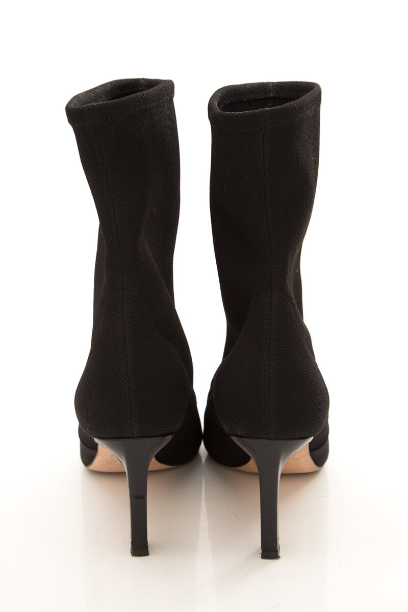 Stuart Weitzman Black Knit Heeled Booties SZ 8.5