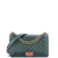 CHANEL Boy Flap Bag Quilted Iridescent Goatskin Old Medium
