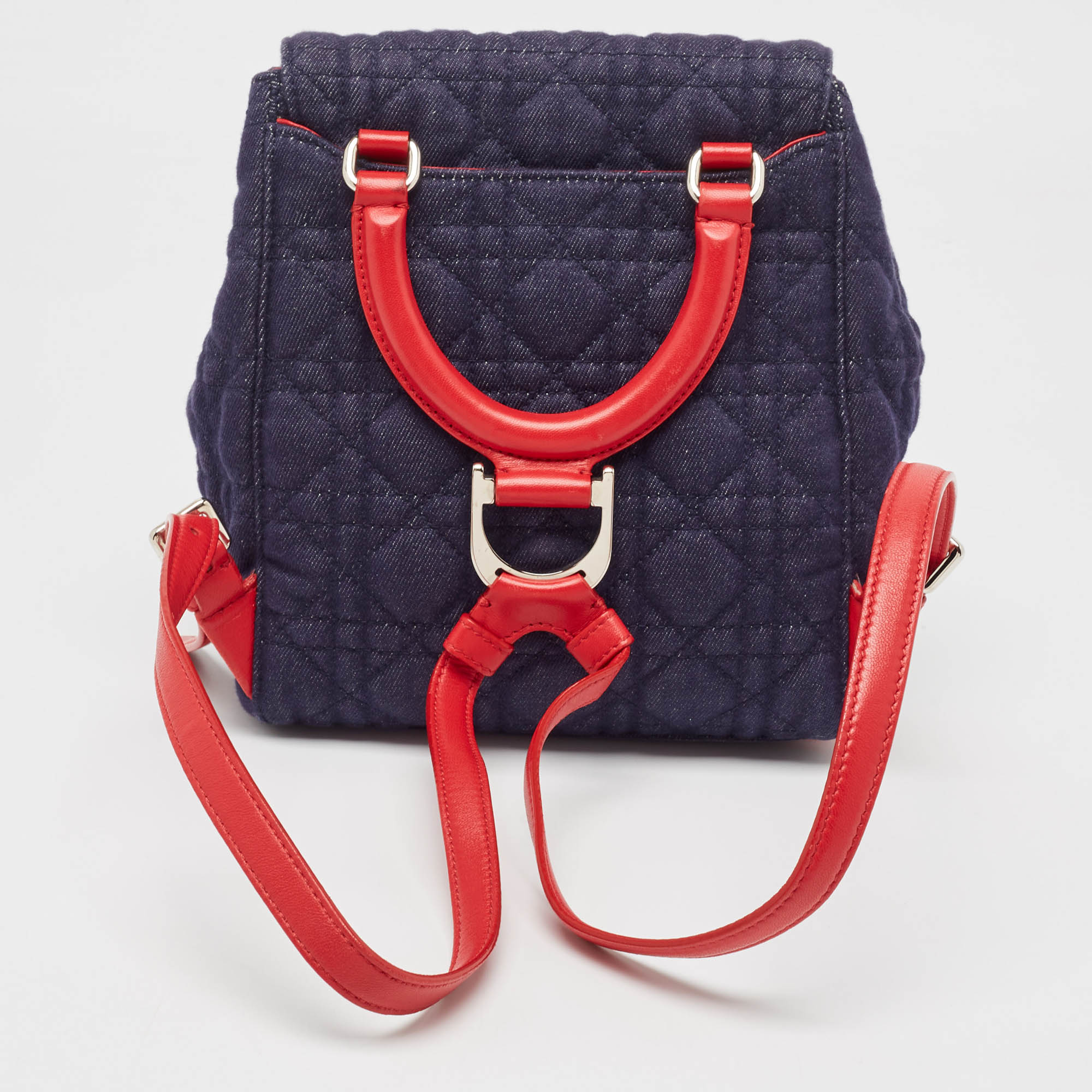 Dior Blue/red Cannage Denim Small Stardust Backpack