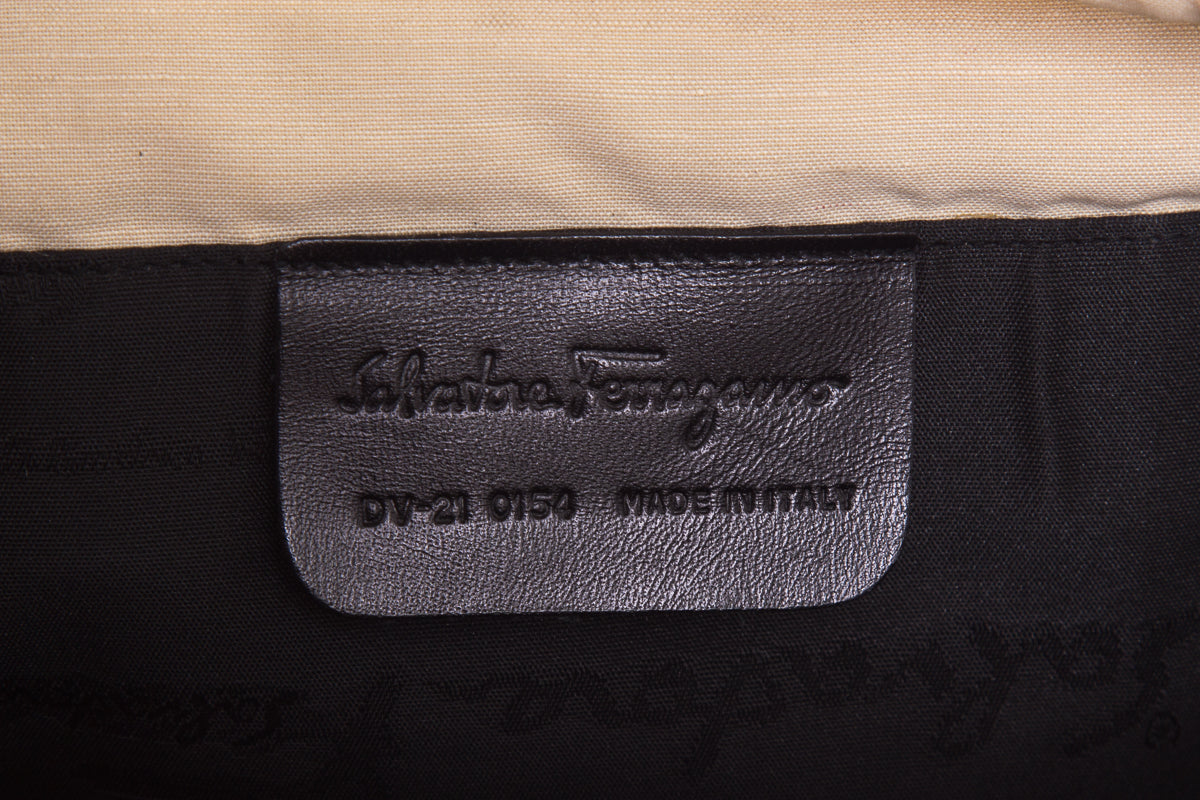 Salvatore Ferragamo Natural Woven Leather Handbag