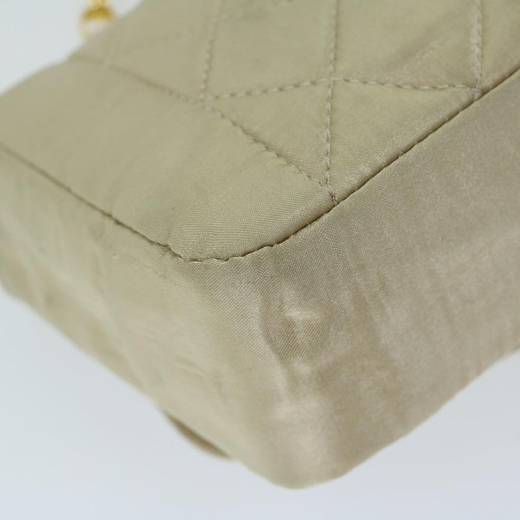 CHANEL Matelasse Chain Shoulder Bag Satin Gold CC 67057A
