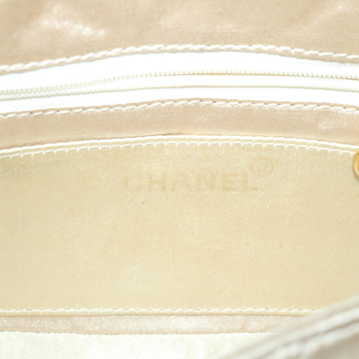 CHANEL Matelasse Chain Shoulder Bag Satin Gold CC 67057A