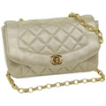CHANEL Matelasse Chain Shoulder Bag Satin Gold CC 67057A