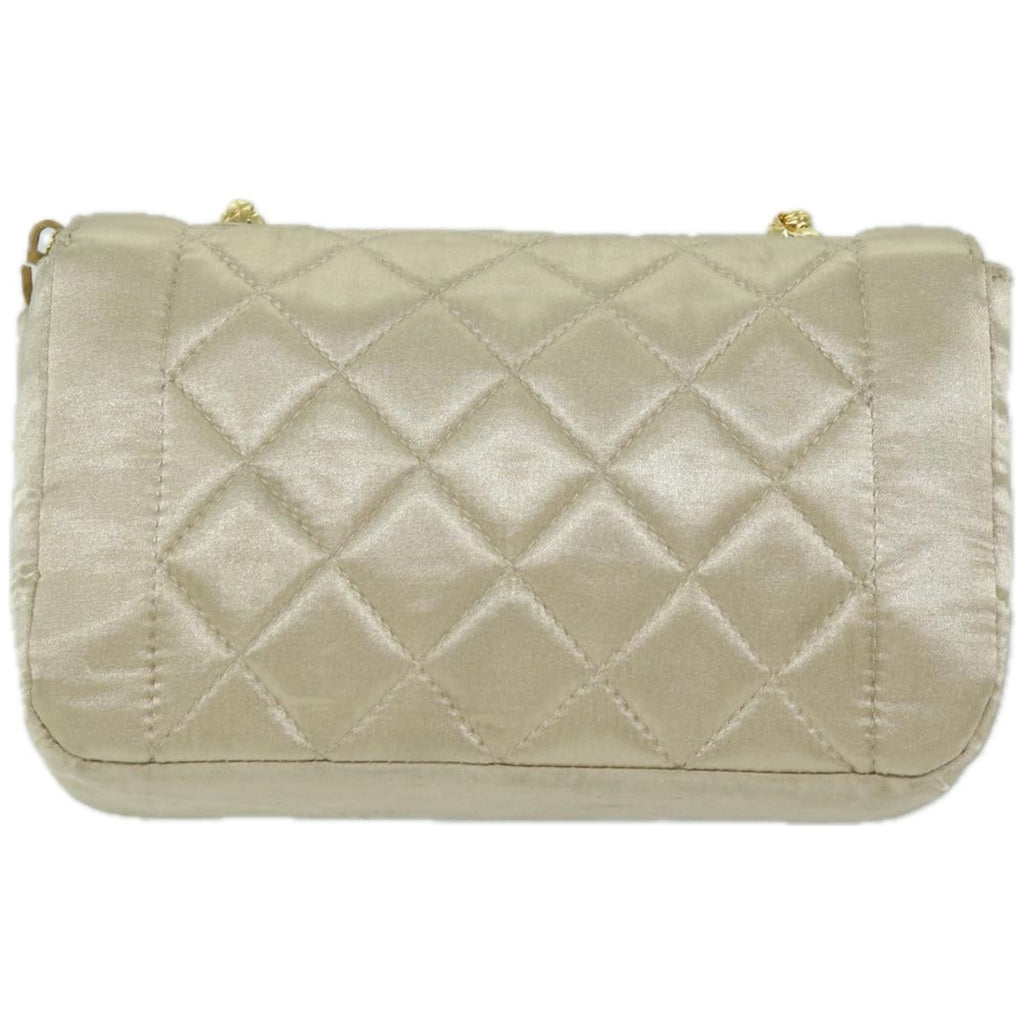 CHANEL Matelasse Chain Shoulder Bag Satin Gold CC 67057A