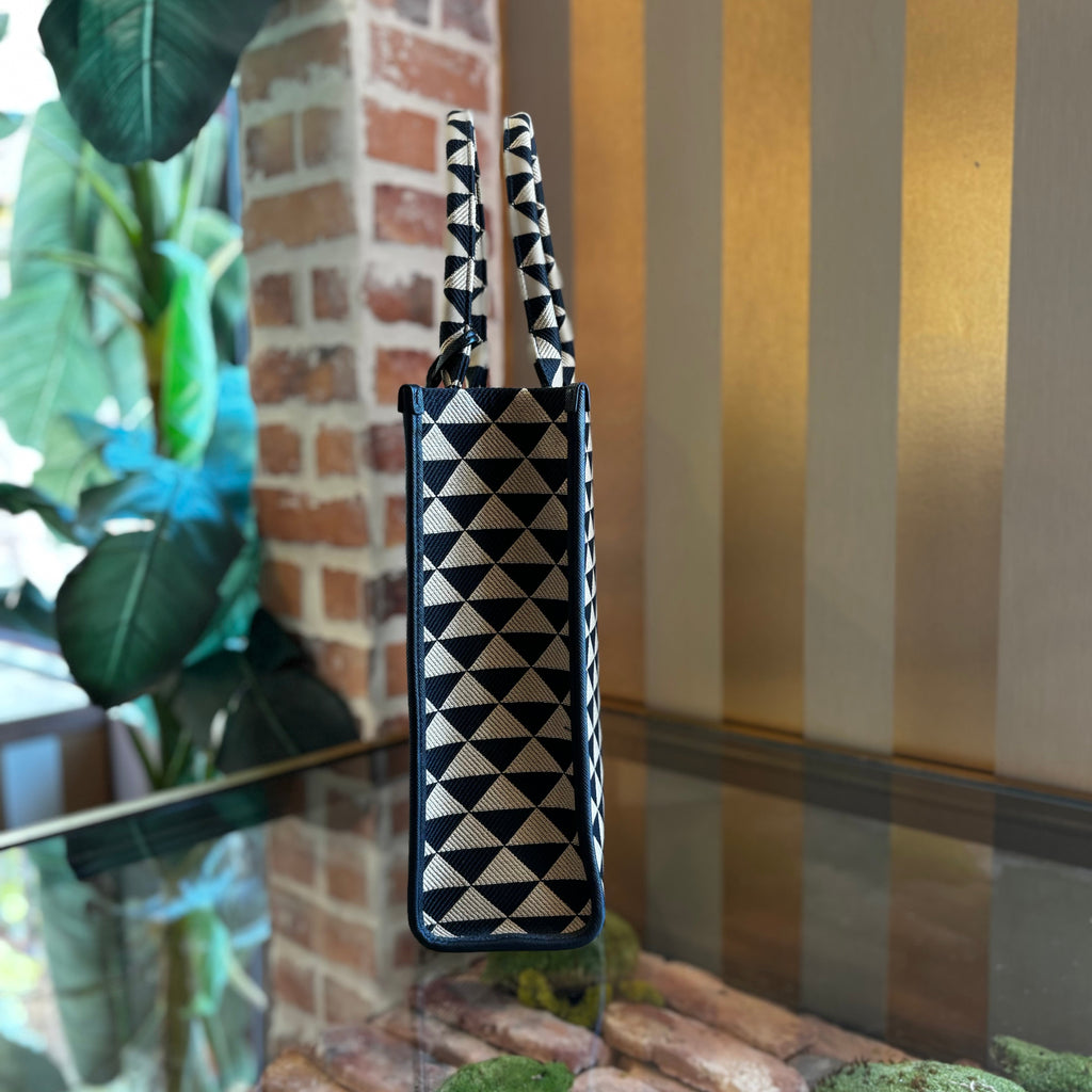 PRADA Large Symbole Embroidered Fabric Tote Bag