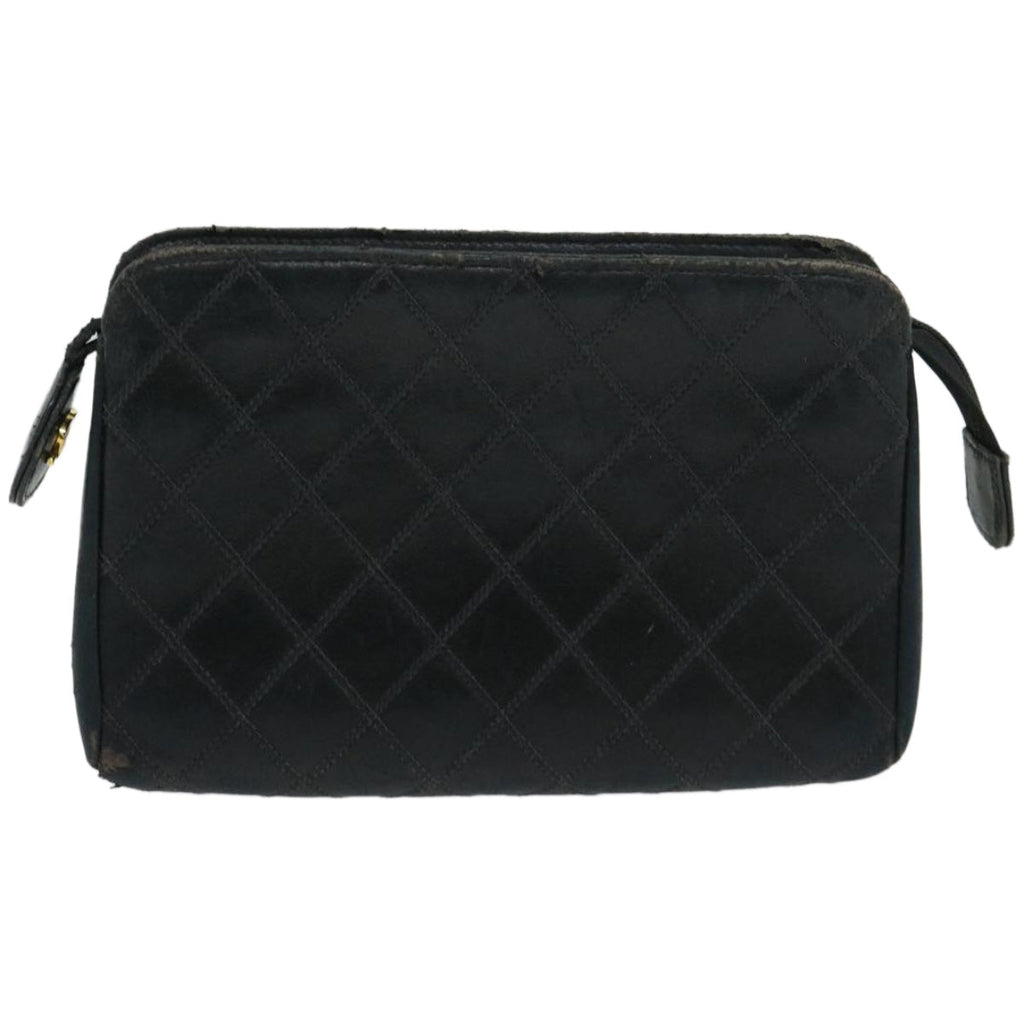 CHANEL Bicolole Pouch Leather Black CC 67139