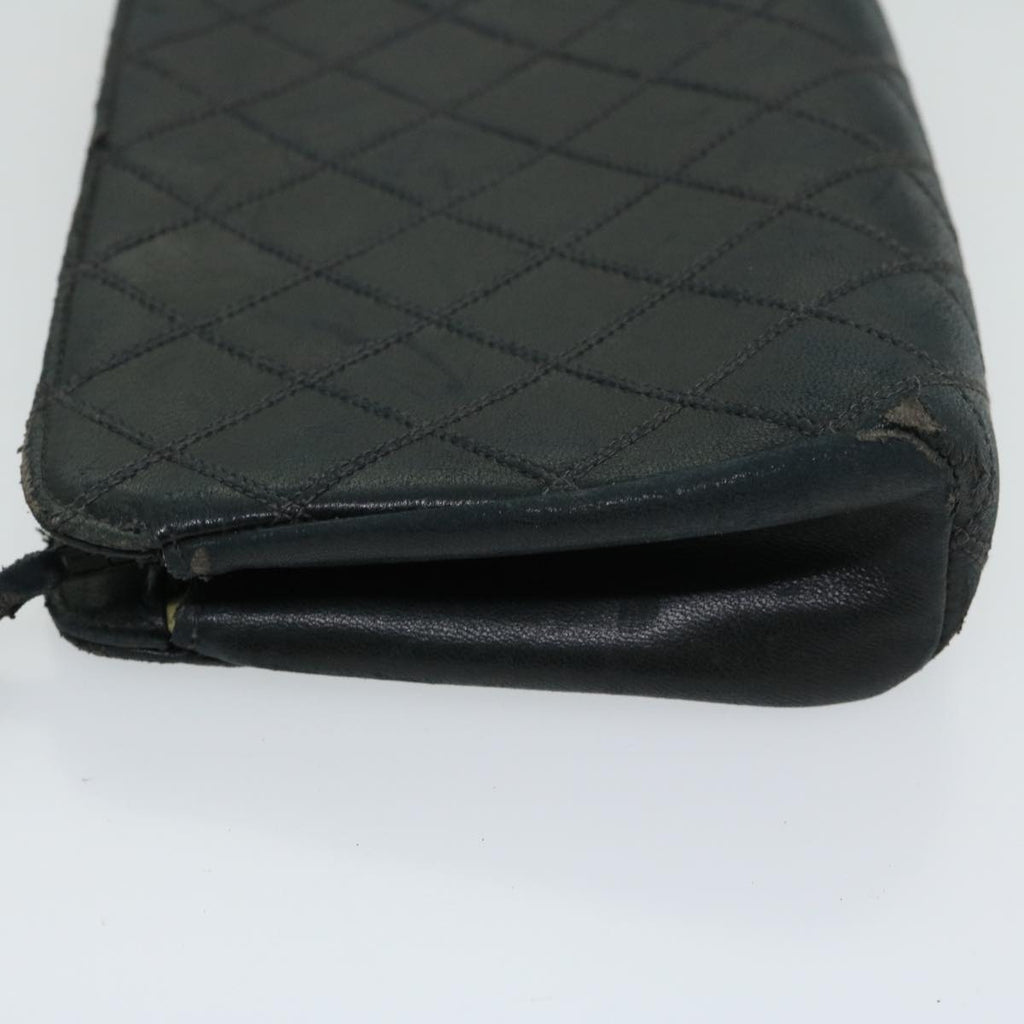 CHANEL Bicolole Pouch Leather Black CC 67139