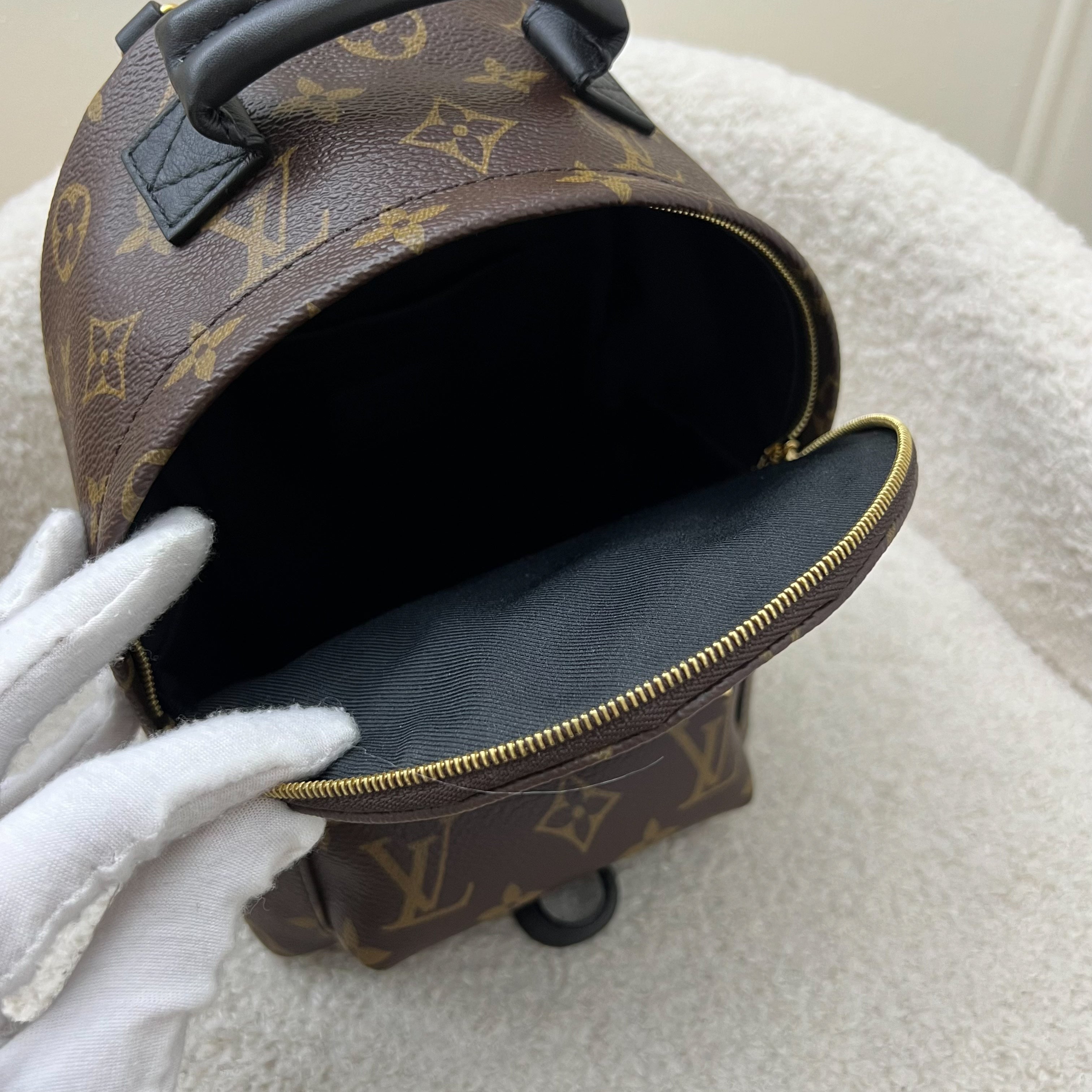 LV Palm Springs Mini Backpack in Monogram Canvas and GHW