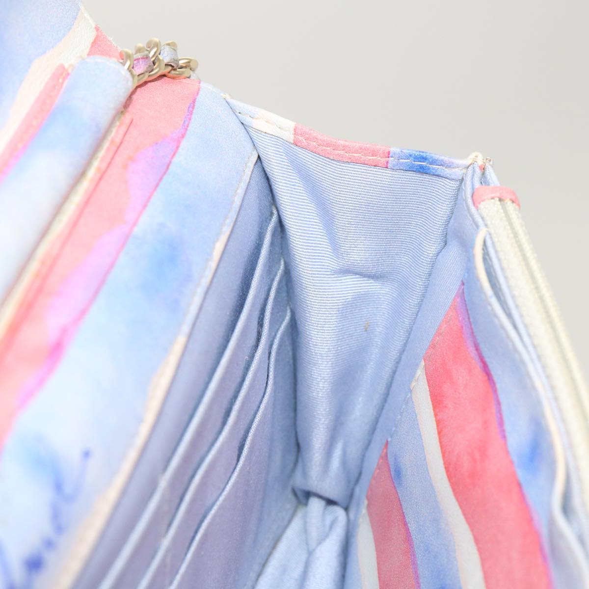 CHANEL Chain Shoulder Bag Leather Blue Red CC 67372A