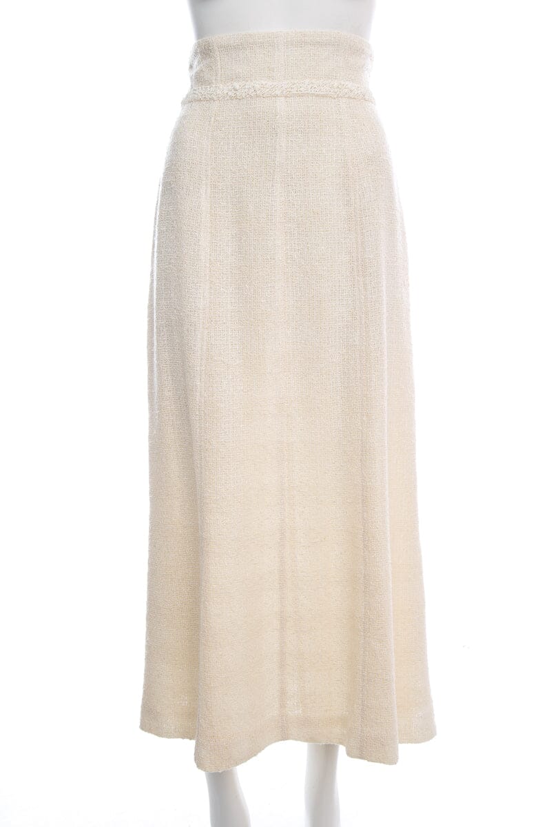 Chanel Cream Woven Maxi Skirt SZ 36
