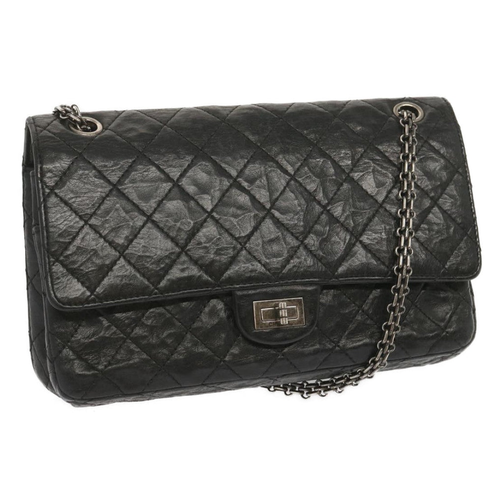 CHANEL 2.55 Matelasse Chain Bag Aged Calfskin Black A37586 CC 67618A
