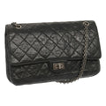 CHANEL 2.55 Matelasse Chain Bag Aged Calfskin Black A37586 CC 67618A
