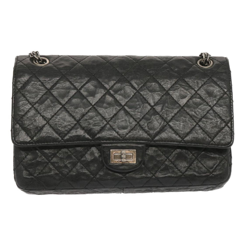 CHANEL 2.55 Matelasse Chain Bag Aged Calfskin Black A37586 CC 67618A