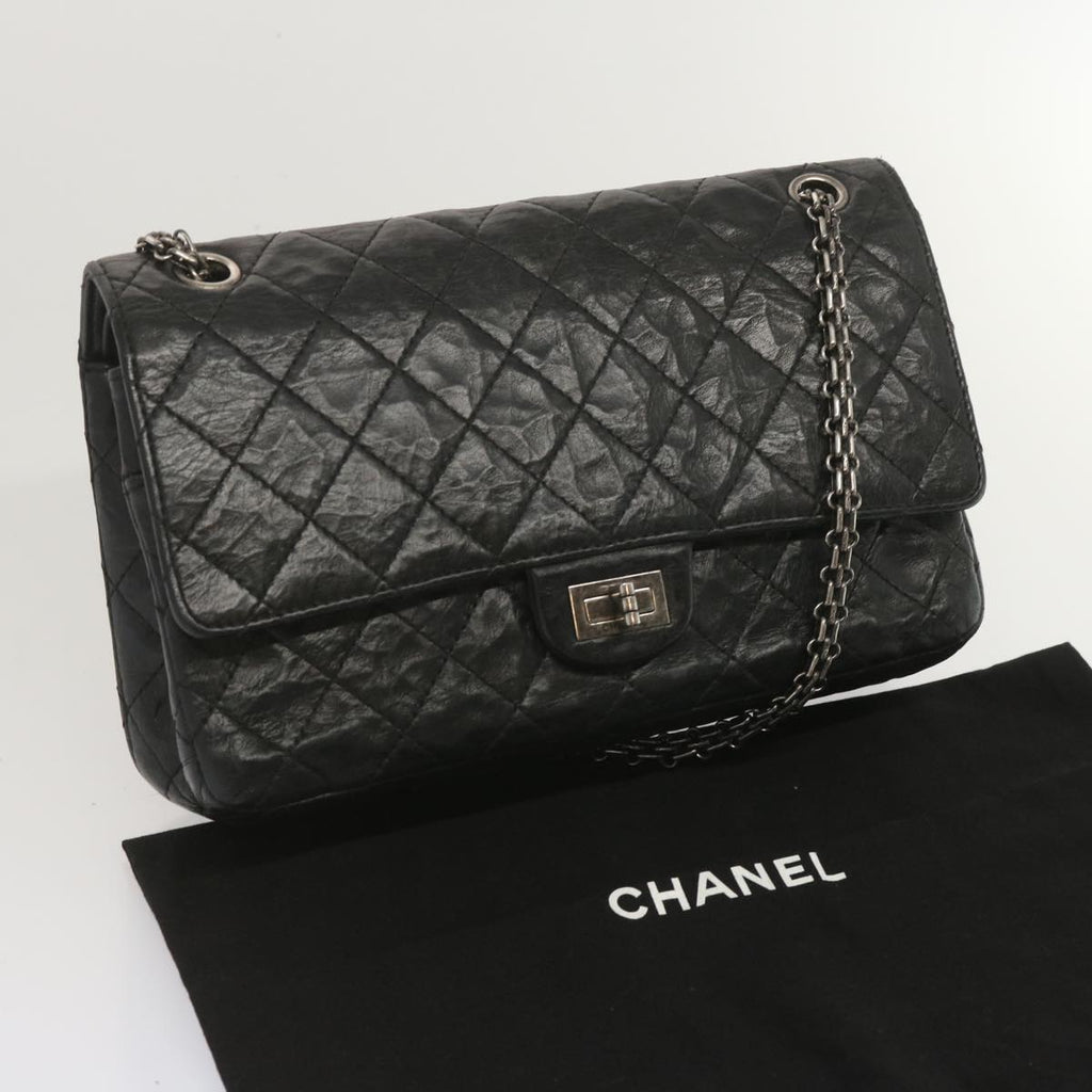 CHANEL 2.55 Matelasse Chain Bag Aged Calfskin Black A37586 CC 67618A