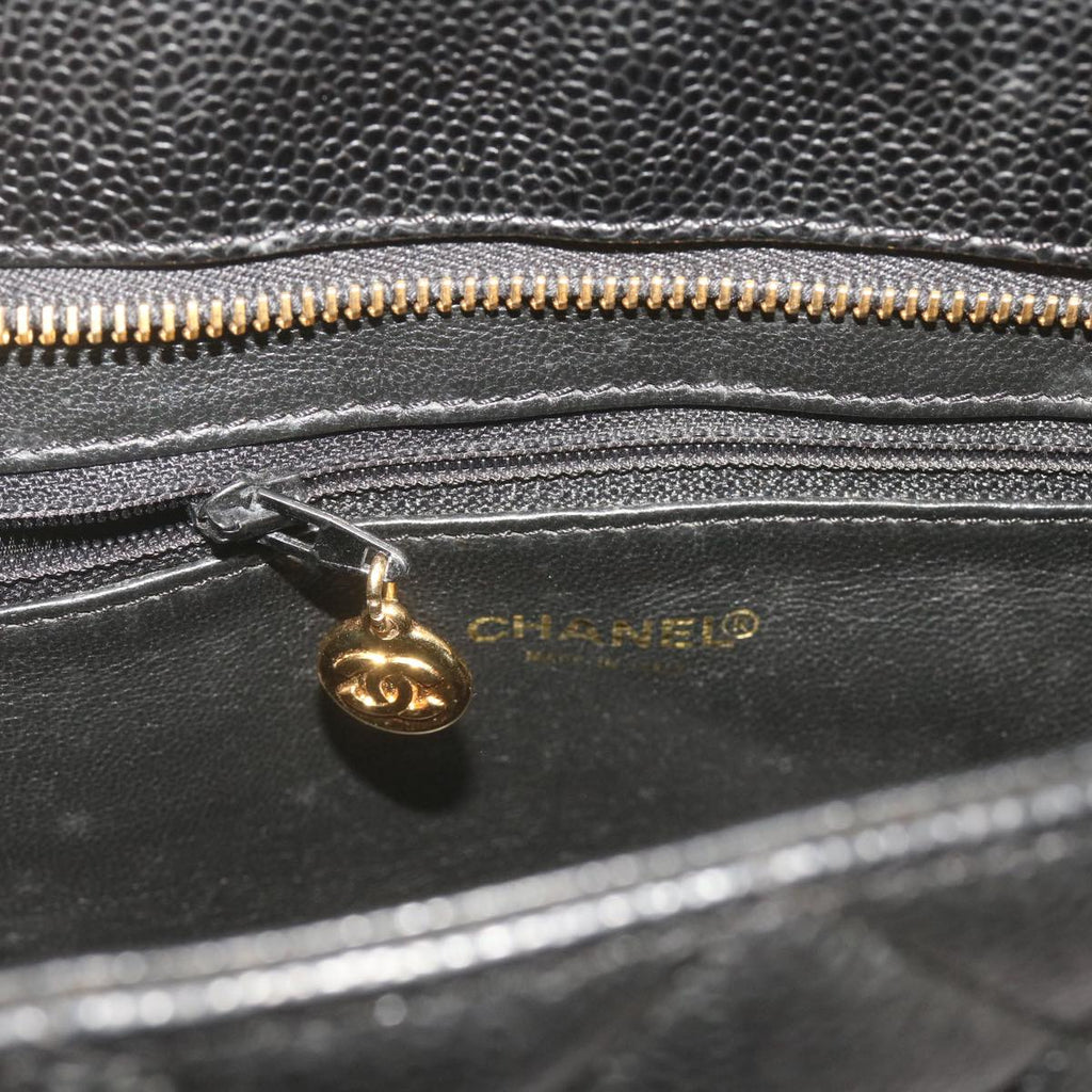 CHANEL Standard Tote Bag Caviar Skin Black CC 67624SA