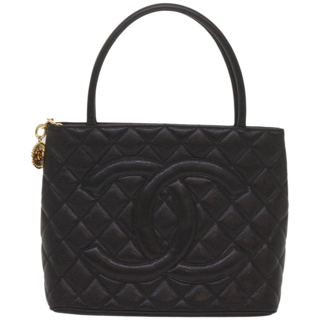 CHANEL Standard Tote Bag Caviar Skin Black CC 67624SA