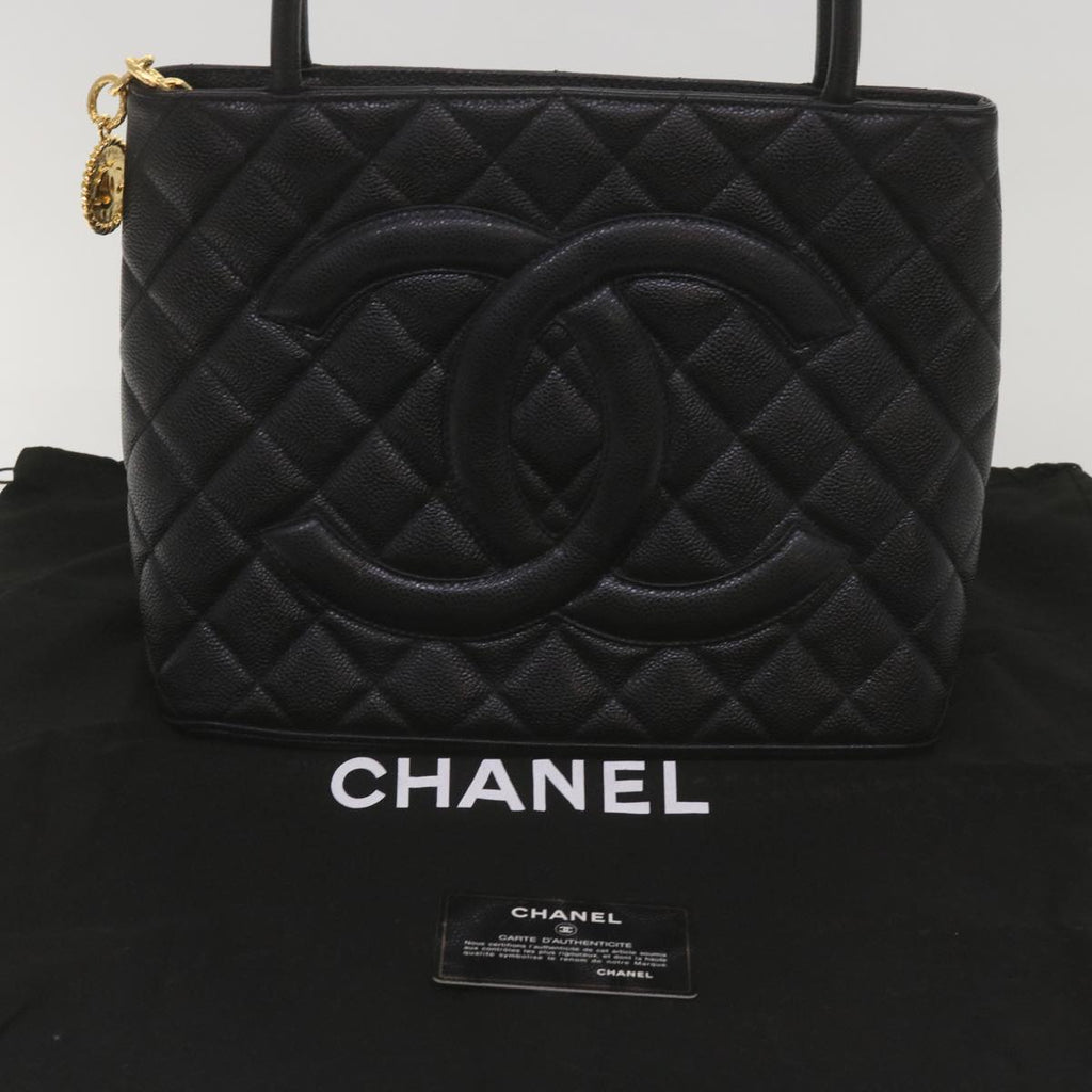 CHANEL Standard Tote Bag Caviar Skin Black CC 67624SA