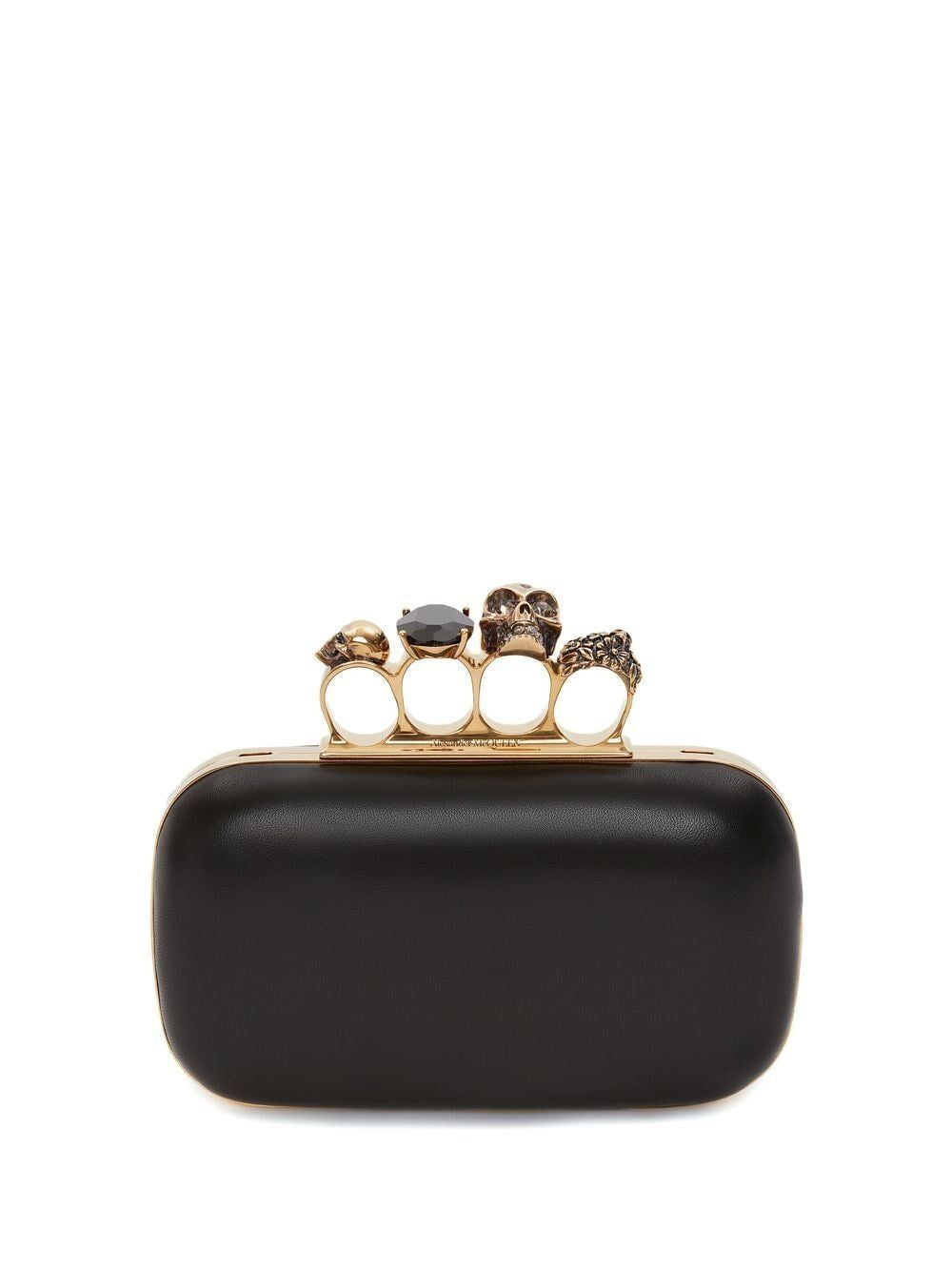 LEATHER SKULL FOUR RING CLUTCH BAG