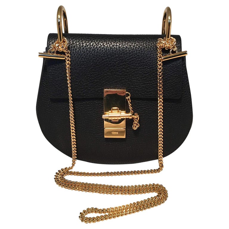 NWOT Chloe Mini Drew Black Leather Saddle Bag