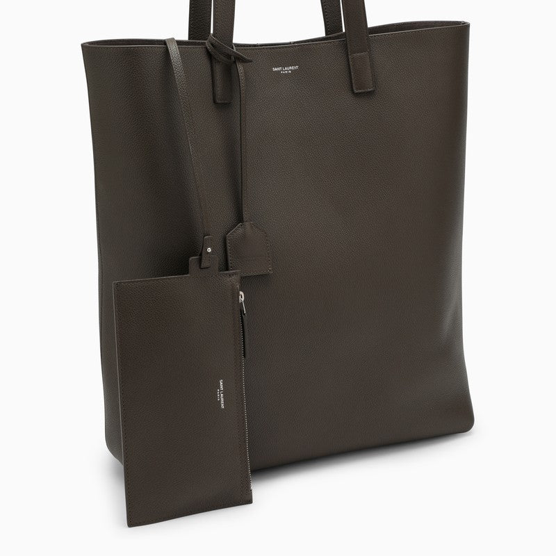 Saint Laurent Bold Khaki Leather Shopping Bag Women