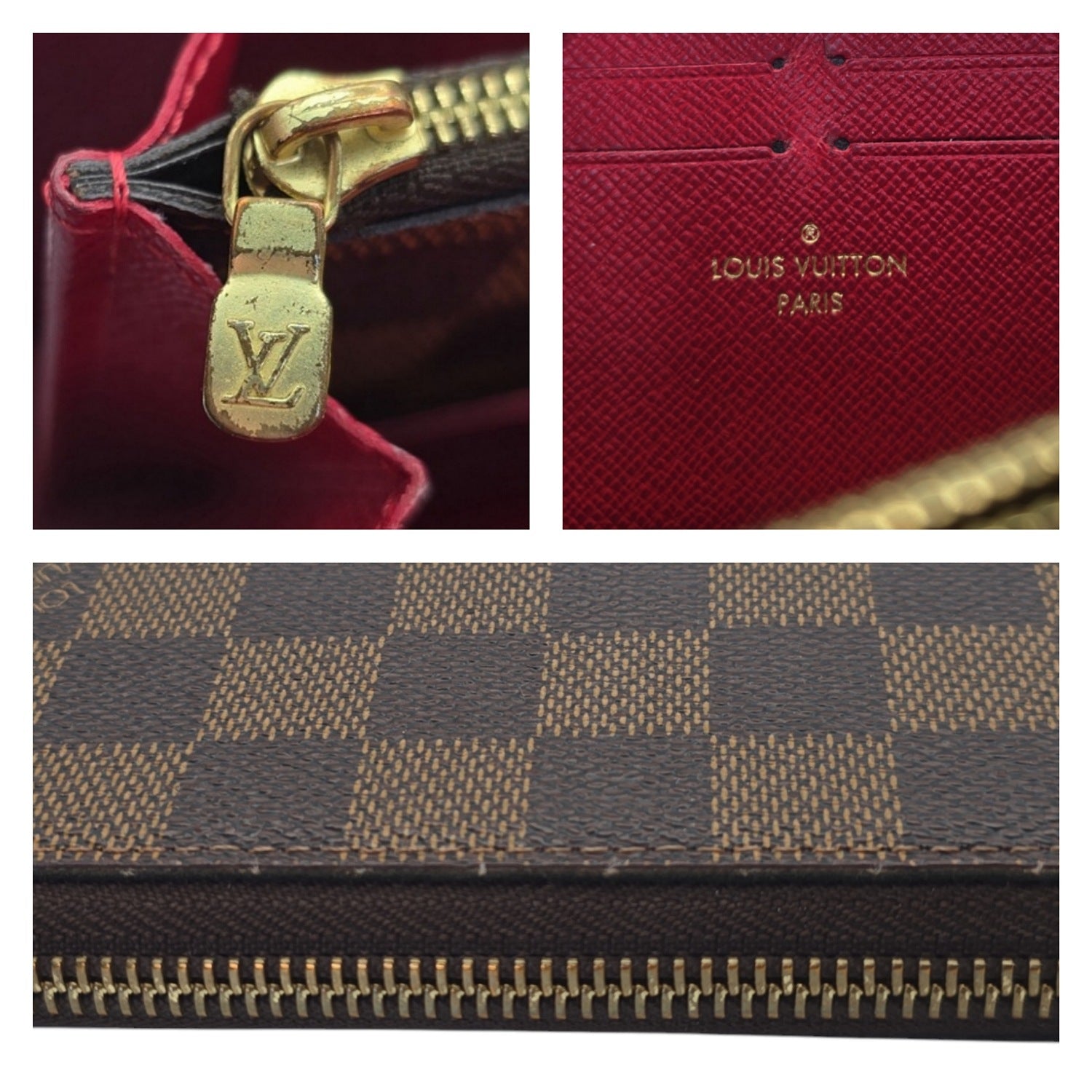 Louis Vuitton Damier Ebene Clemence Wallet Cherry