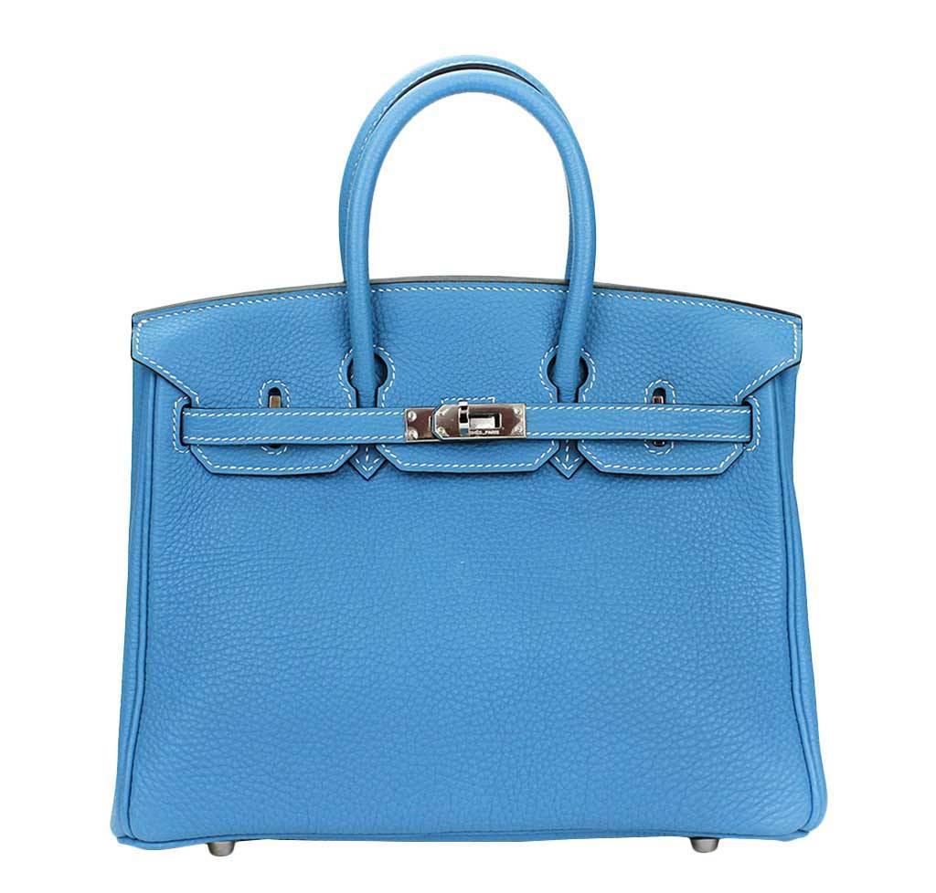 HermÃƒÆ’Ã‚Â¨s Birkin 25 Blue Jean Bag PHW