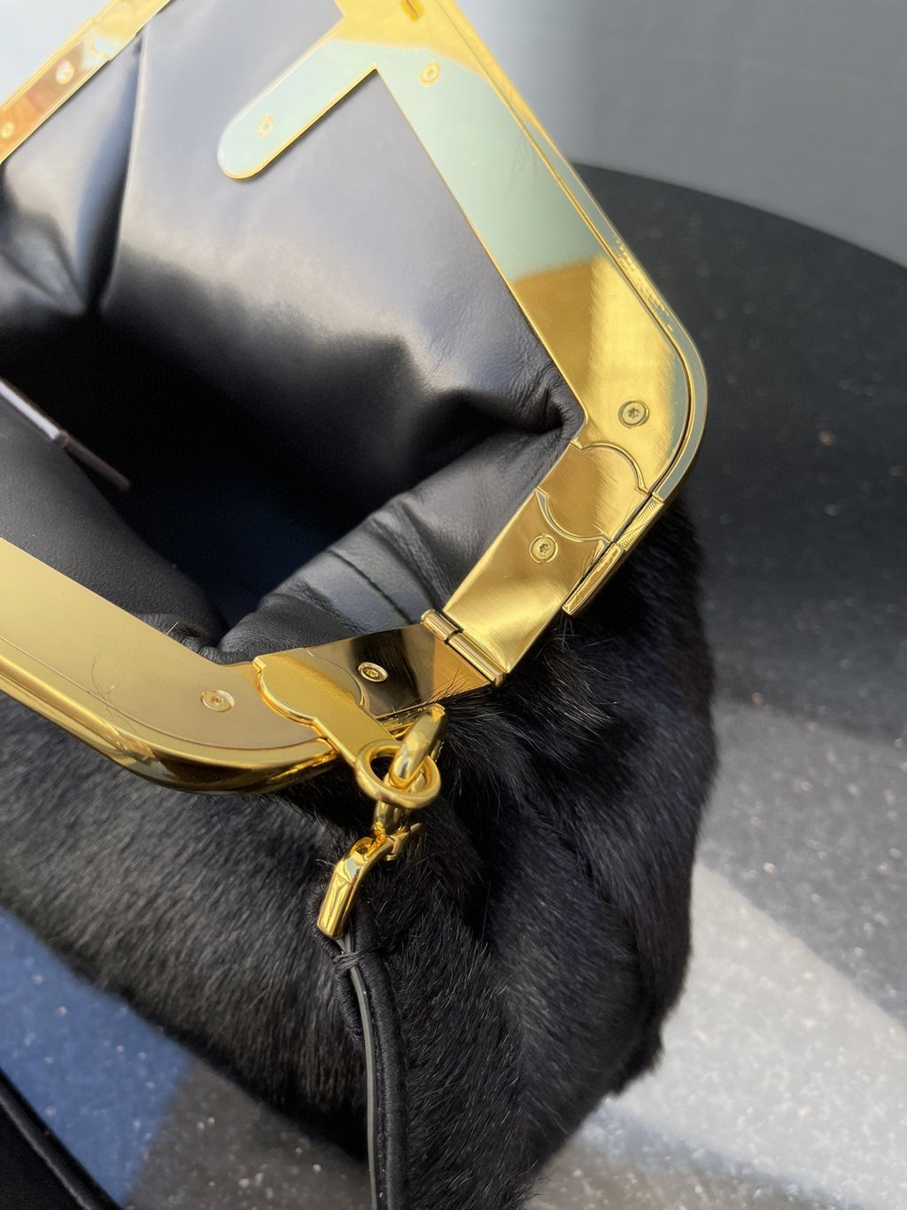 FI First MeGLAMIum Black Fox Fur Bag For Woman 32.5cm/13in