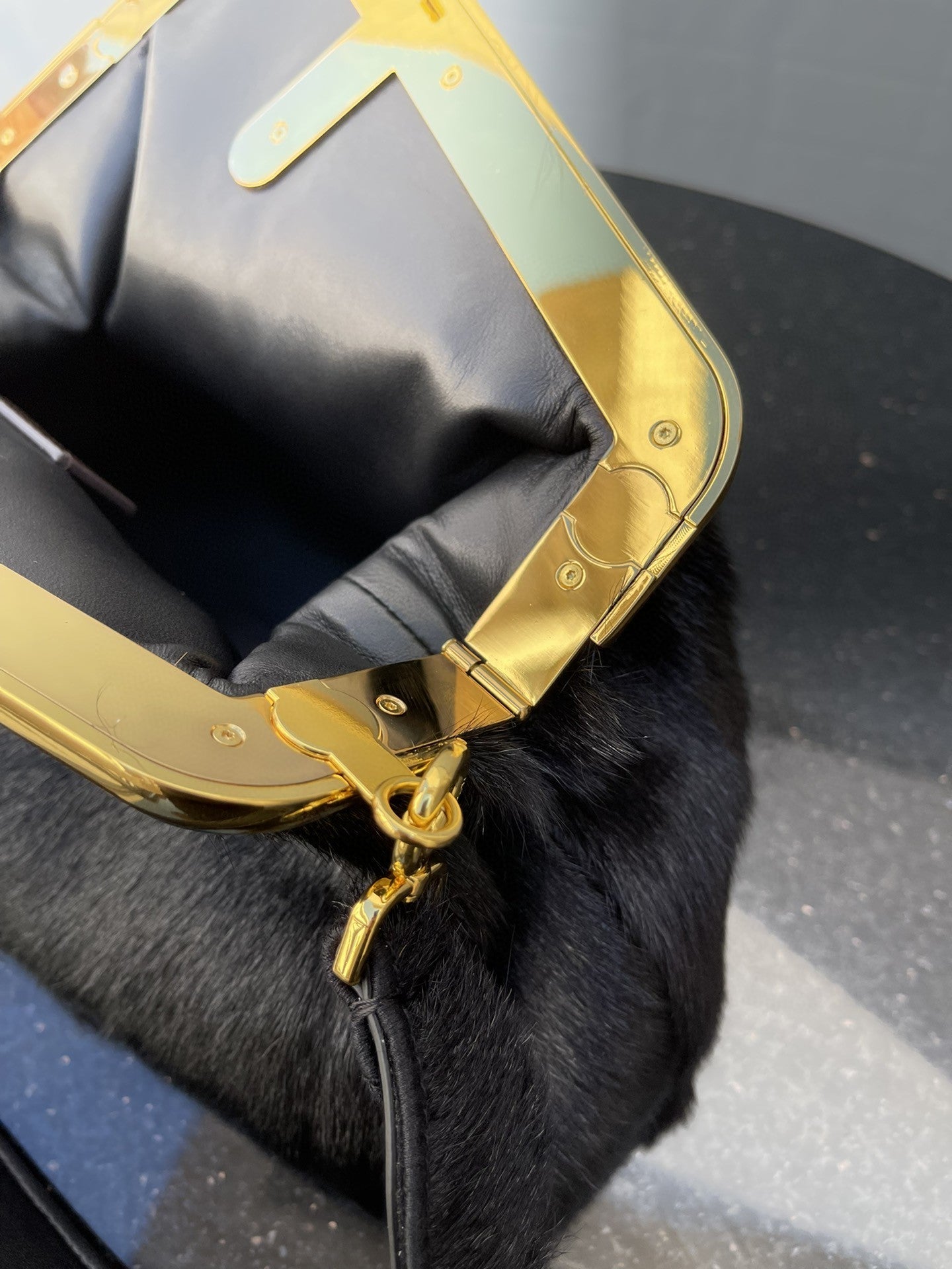 FI First MeGLAMIum Black Fox Fur Bag For Woman 32.5cm/13in