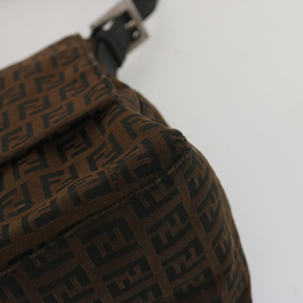 FENDI Zucchino Canvas Mamma Baguette Shoulder Bag Brown 67996