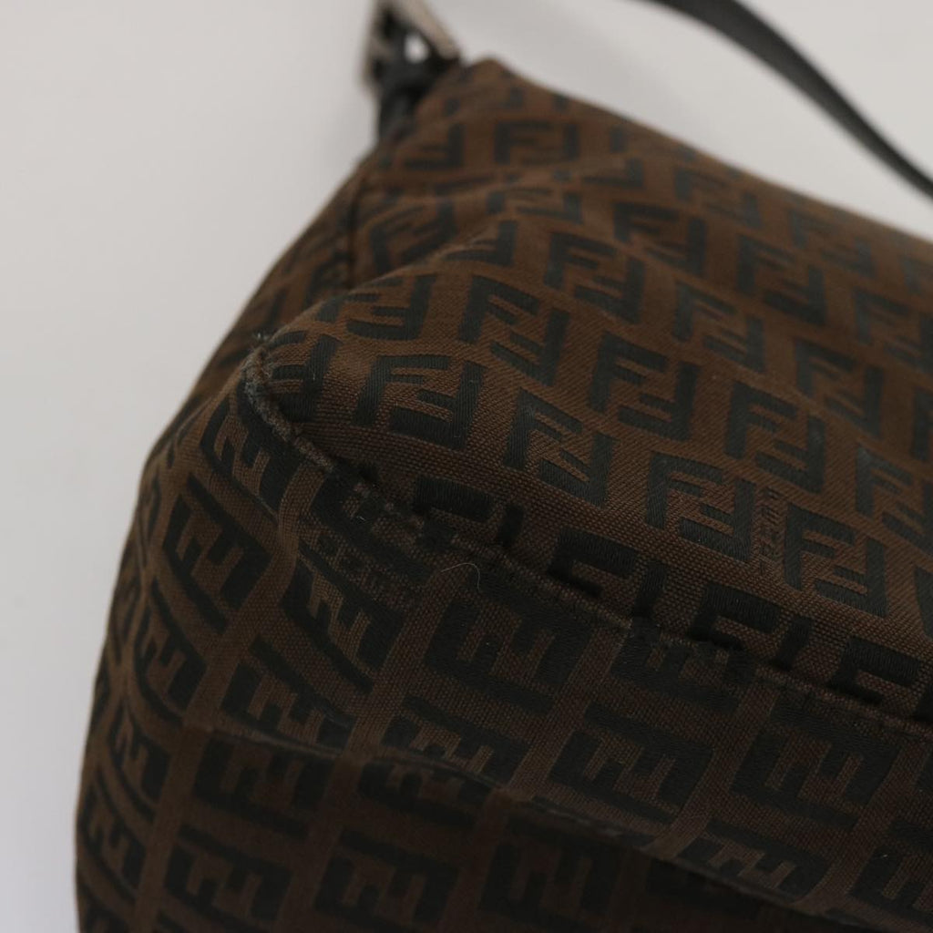 FENDI Zucchino Canvas Mamma Baguette Shoulder Bag Brown 67996