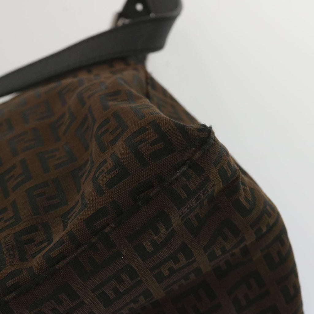 FENDI Zucchino Canvas Mamma Baguette Shoulder Bag Brown 67996
