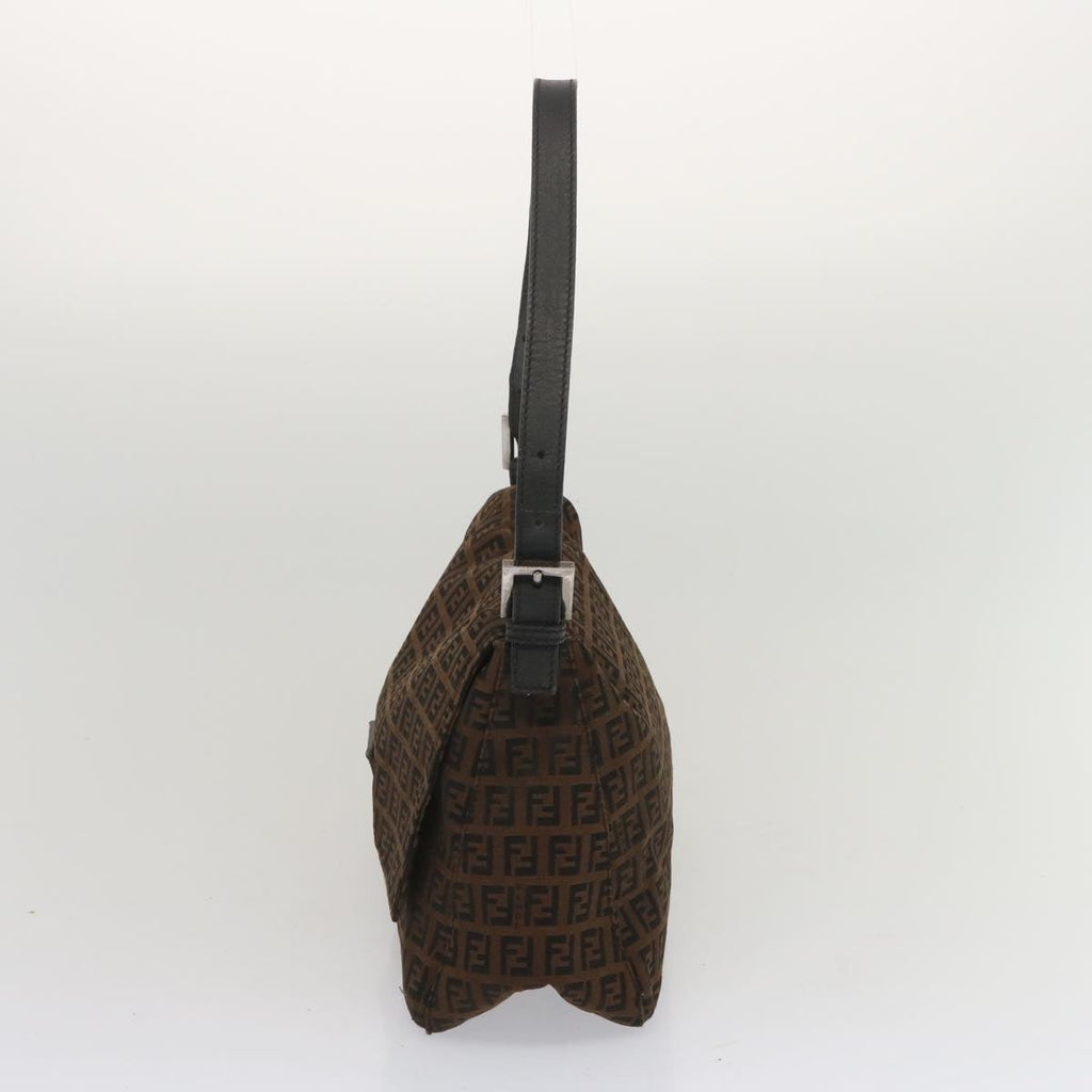 FENDI Zucchino Canvas Mamma Baguette Shoulder Bag Brown 67996