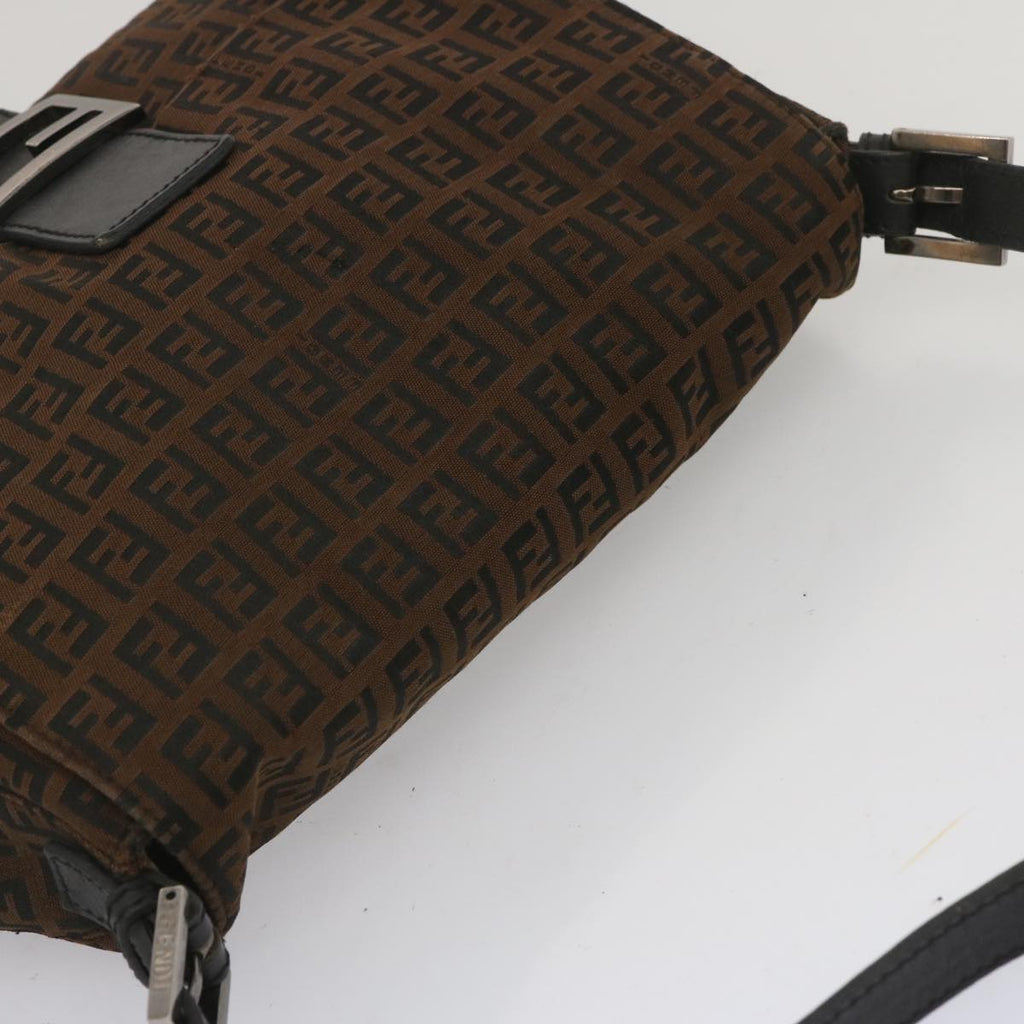 FENDI Zucchino Canvas Mamma Baguette Shoulder Bag Brown 67996