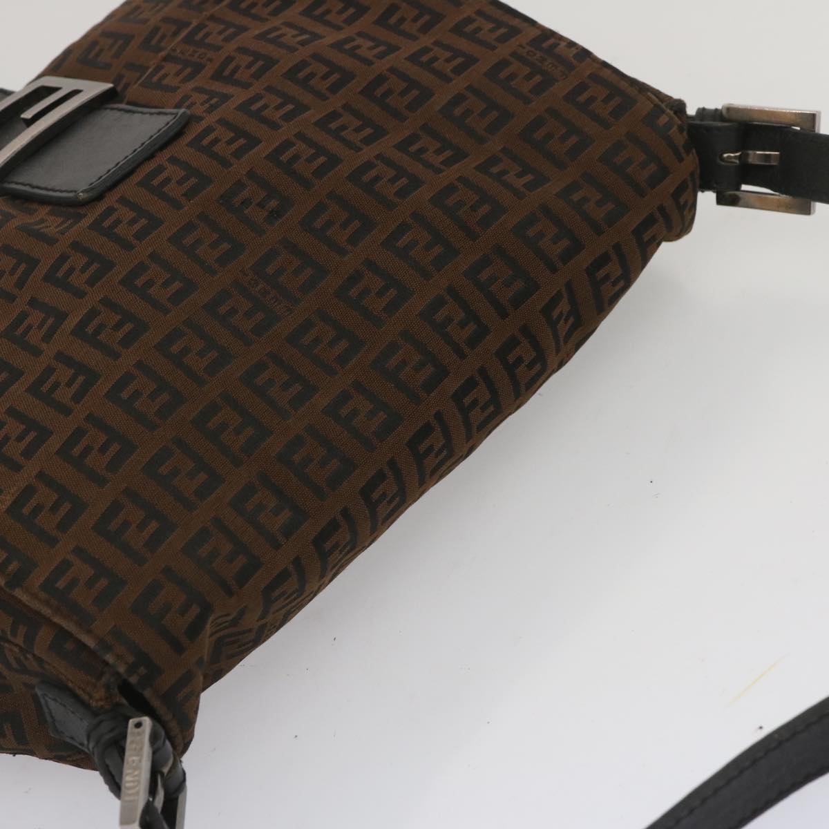 FENDI Zucchino Canvas Mamma Baguette Shoulder Bag Brown 67996