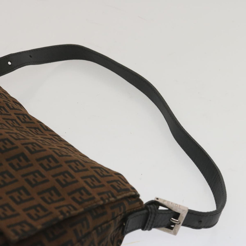 FENDI Zucchino Canvas Mamma Baguette Shoulder Bag Brown 67996