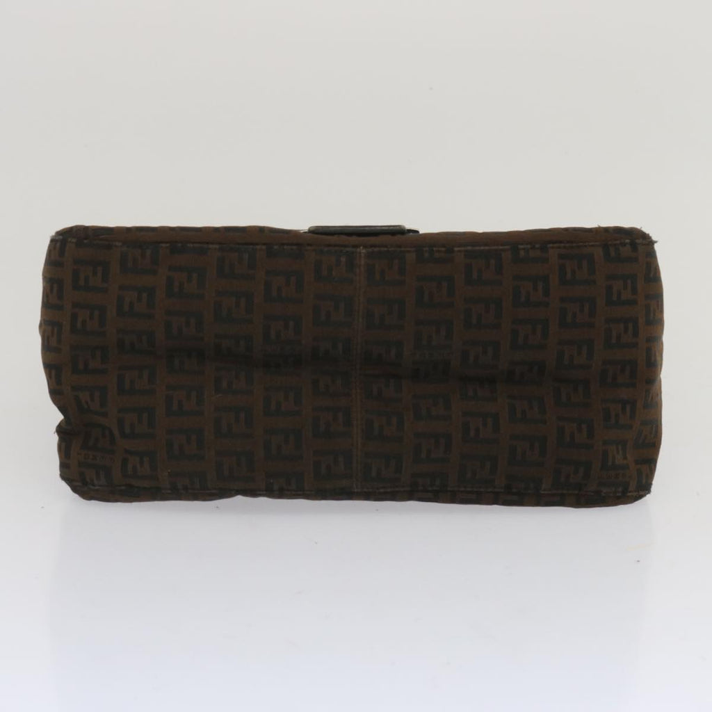 FENDI Zucchino Canvas Mamma Baguette Shoulder Bag Brown 67996