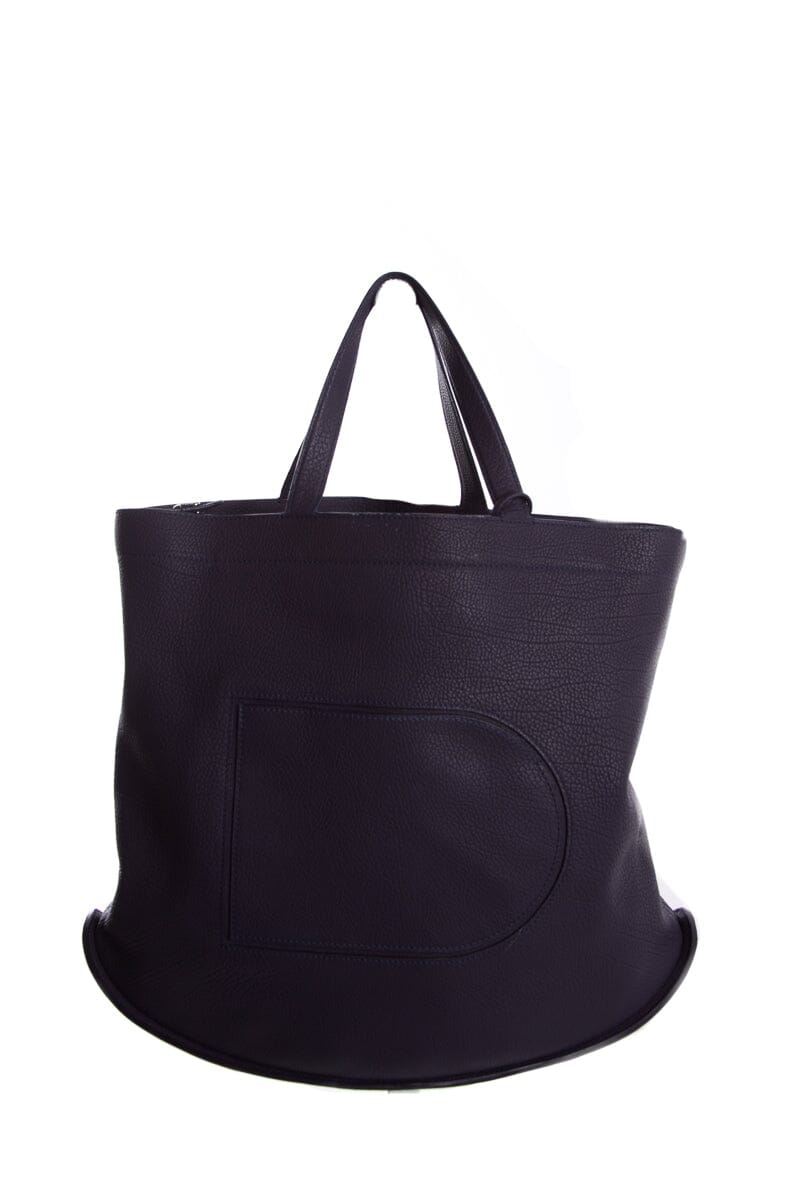 Delvaux Navy Grained Leather Pin Cabas Shoulder Strap Tote