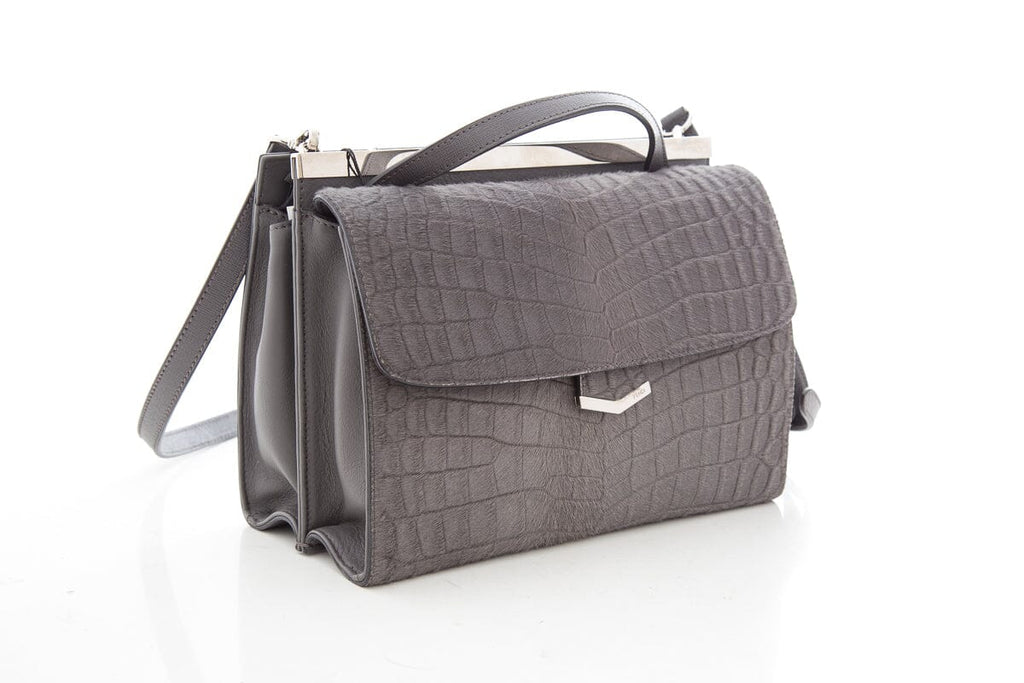 Fendi Grey Croc Calf Hair Printed Demi Jour Handbag