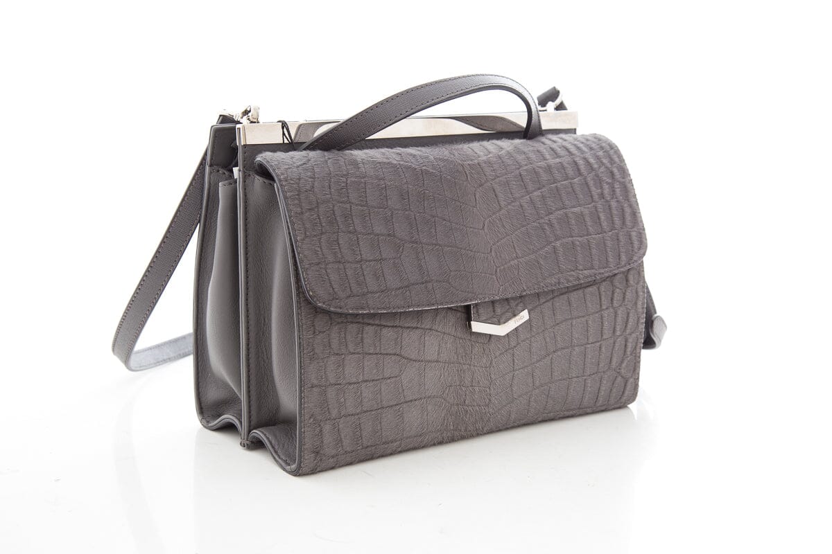Fendi Grey Croc Calf Hair Printed Demi Jour Handbag
