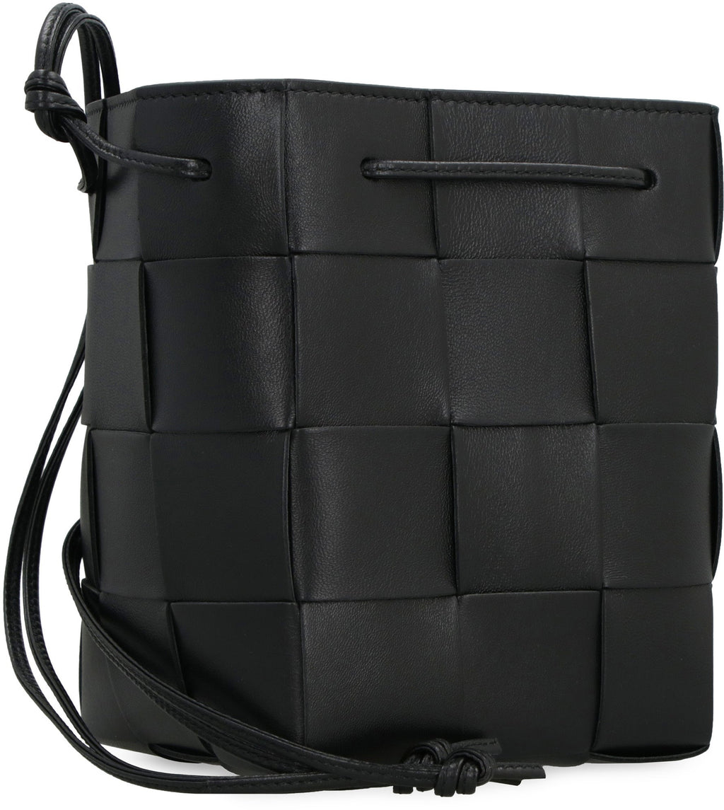 CASSETTE LEATHER BUCKET BAG