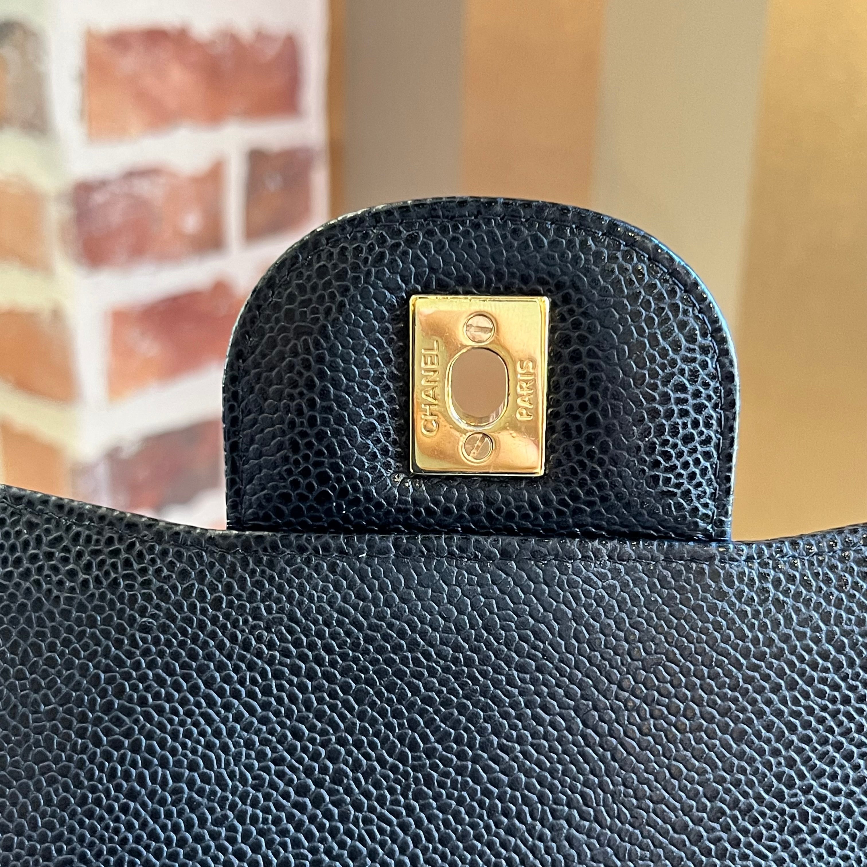 CHANEL Double Flap Jumbo Caviar Shoulder Bag