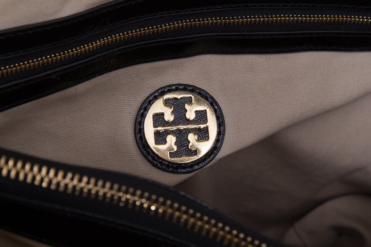 Tory Burch Black Patent  Leather Tote