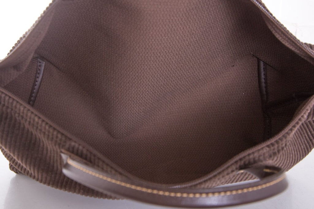 Longchamp Brown Courdoroy Handbag