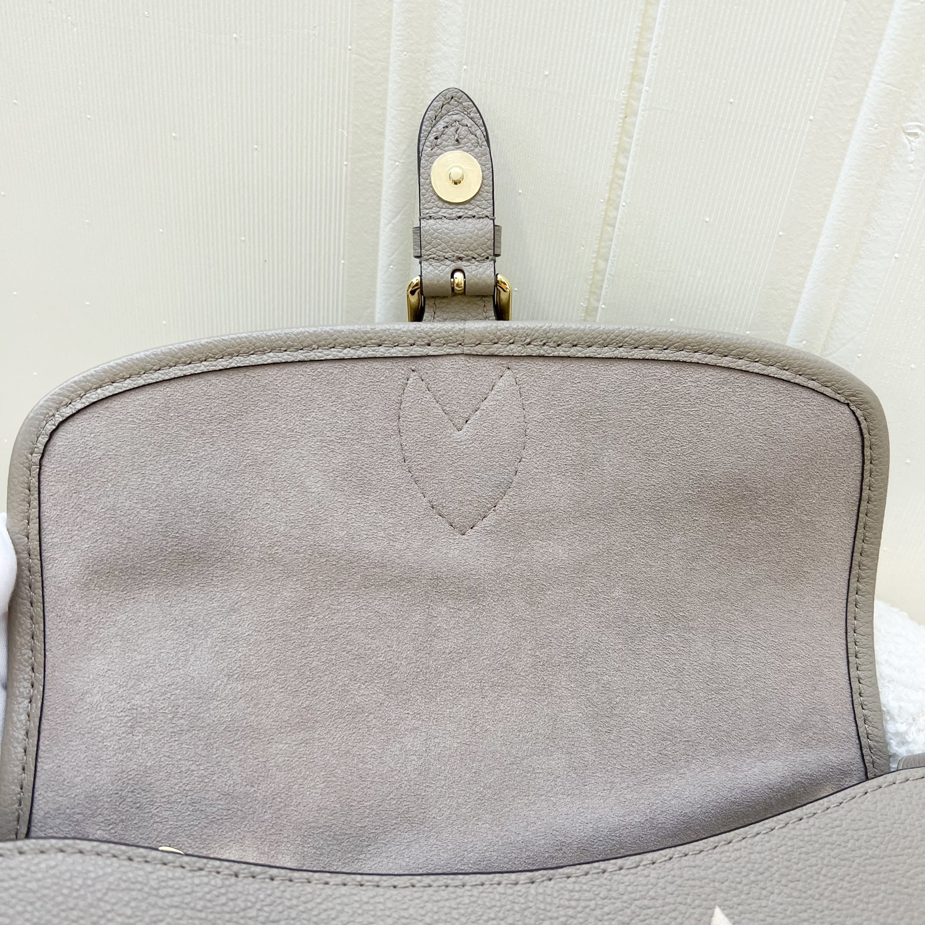 LV Diane PM in Tourterelle (Grey) / Creme Giant Monogram Empreinte Leather and GHW