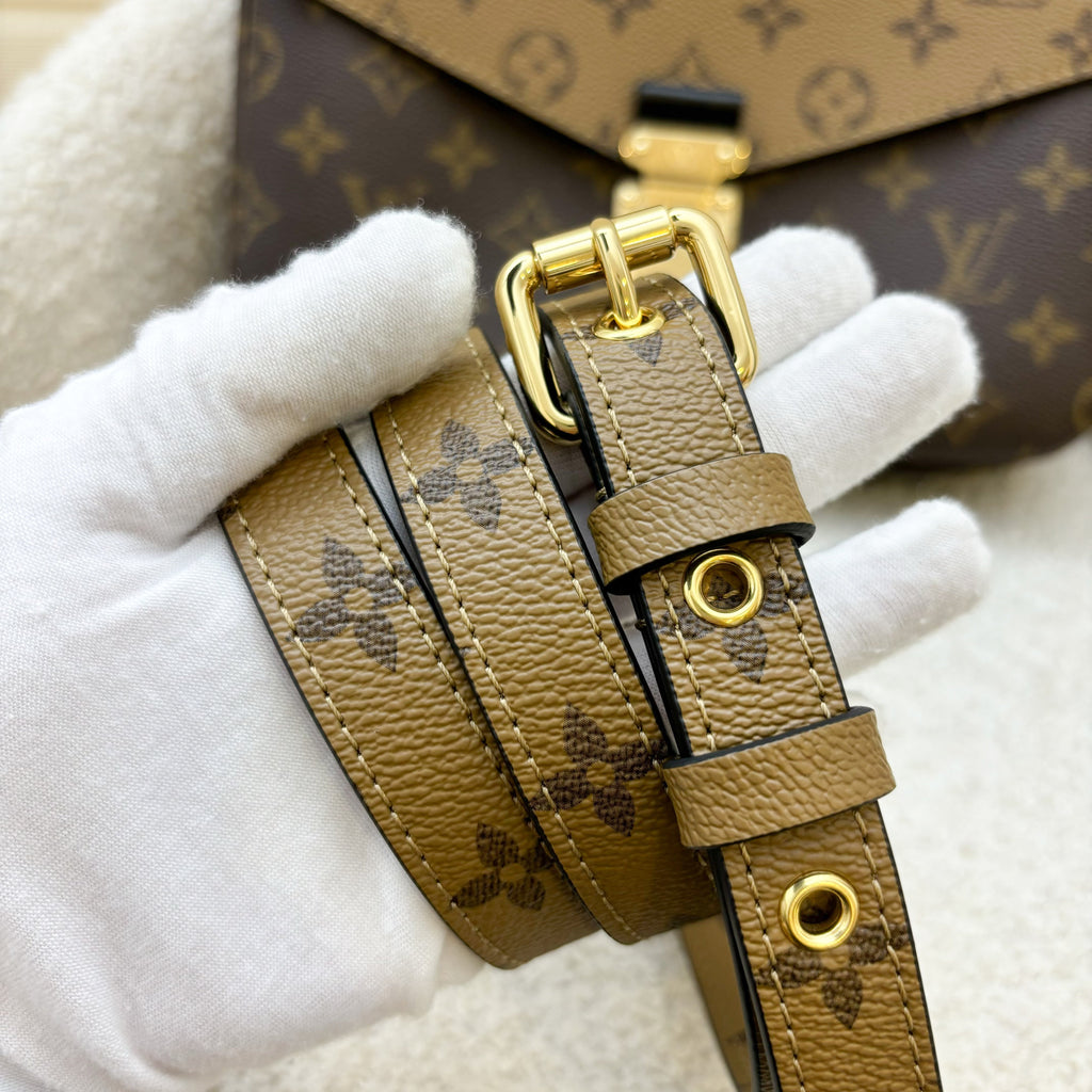LV Pochette Metis in Reverse Monogram Canvas, Black Leather and GHW
