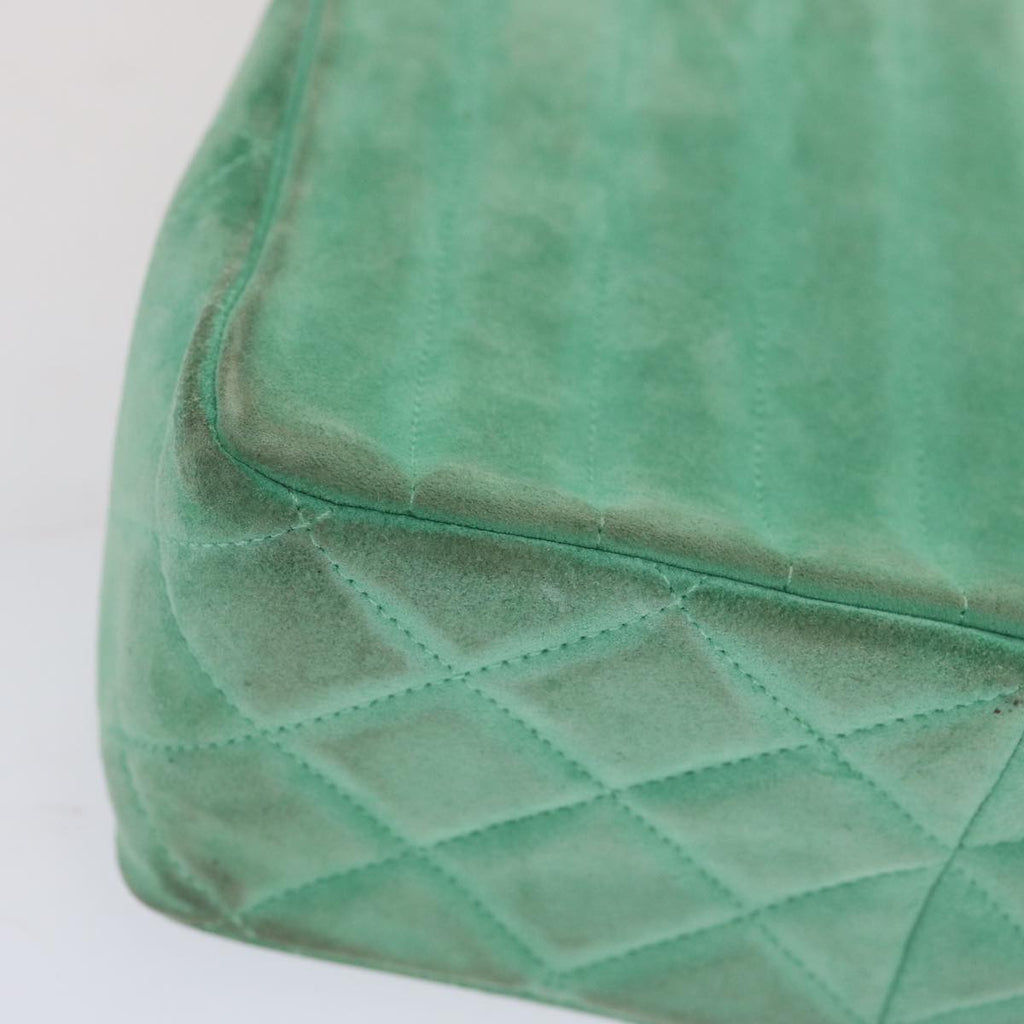 CHANEL Hand Bag Suede Green CC 68731A