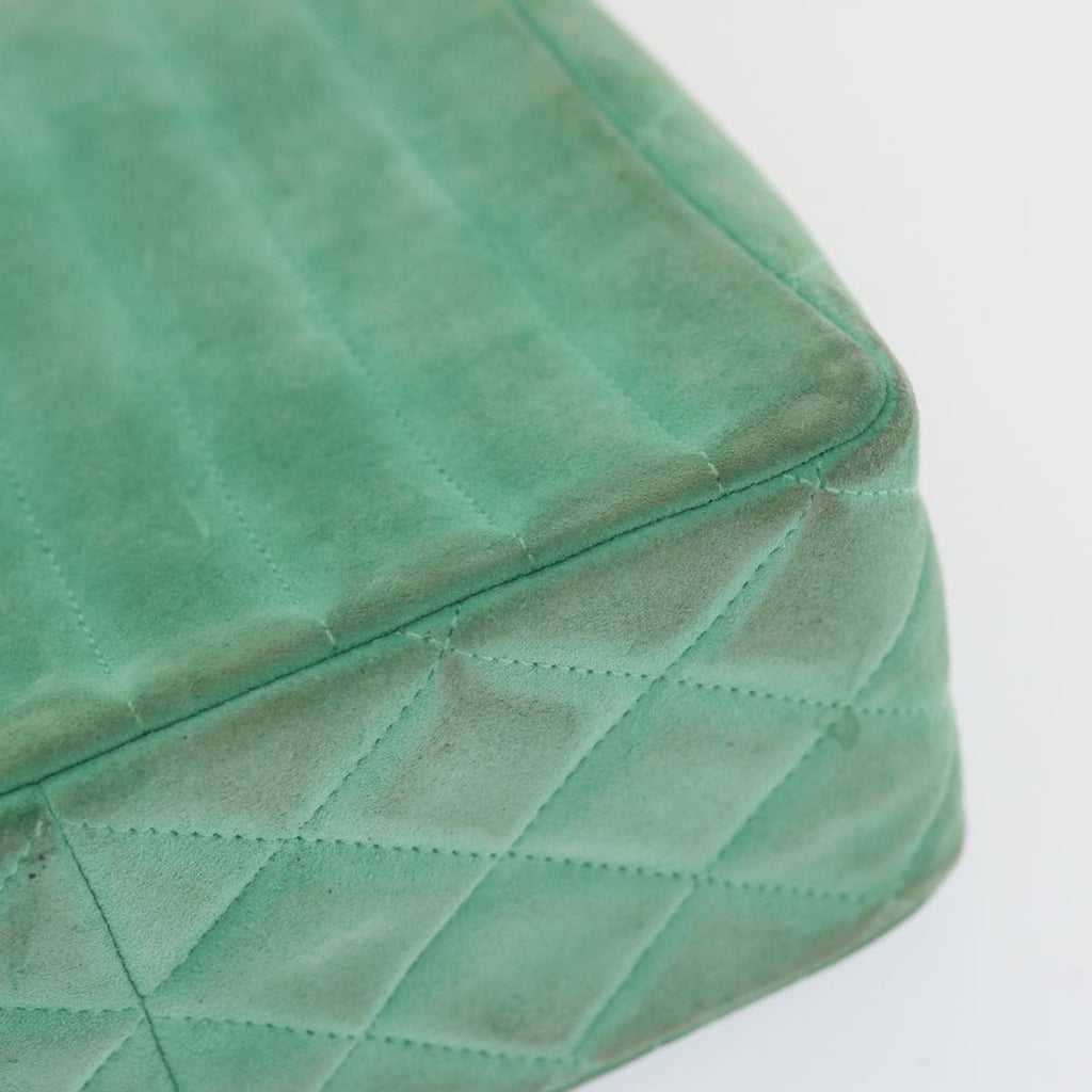 CHANEL Hand Bag Suede Green CC 68731A