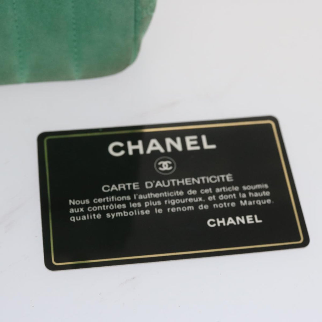 CHANEL Hand Bag Suede Green CC 68731A