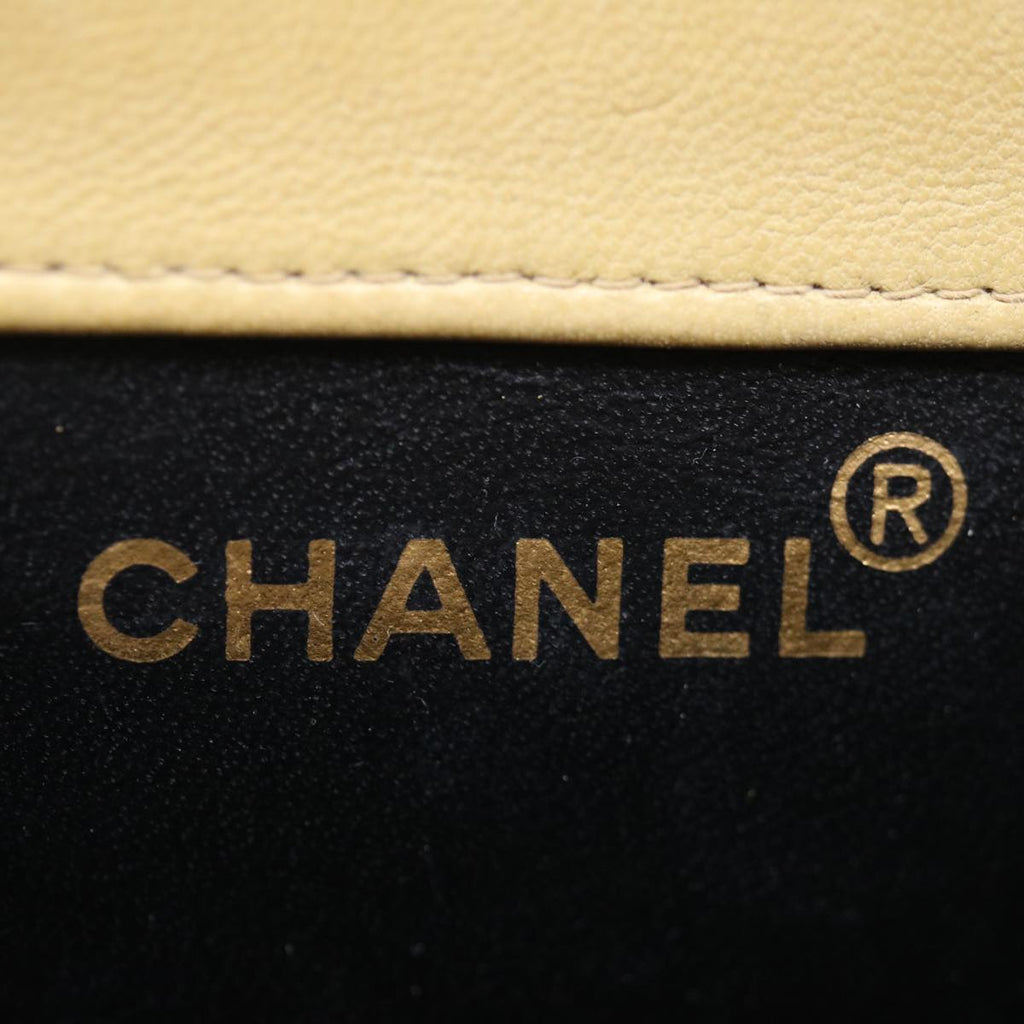 CHANEL Matelasse Hand Bag Leather Beige CC 68905A